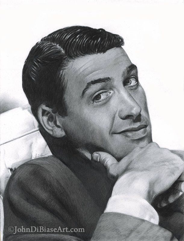 Jimmy Stewart Freehand Graphite Drawing Print 8.5" x 11"