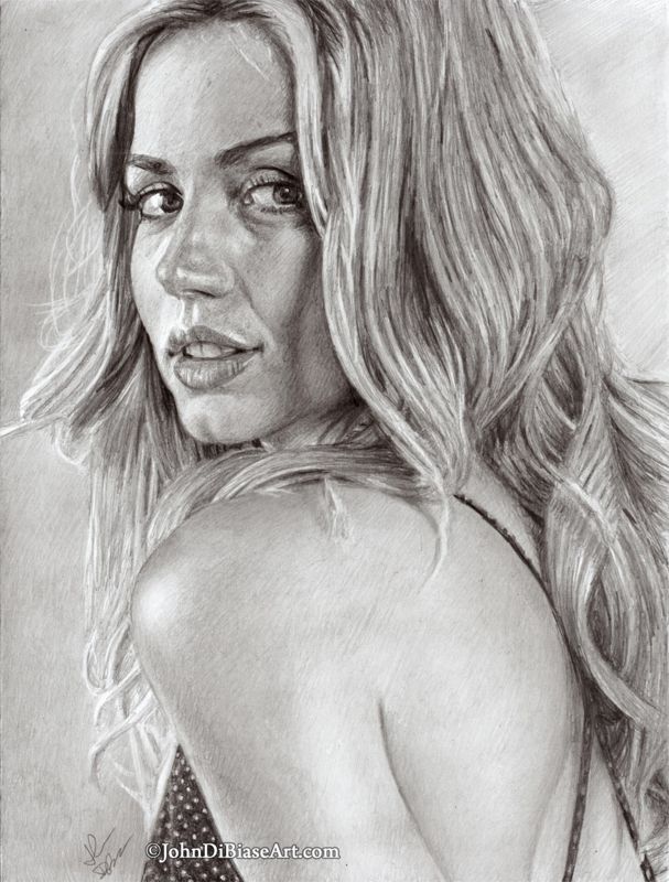 Ana De Armas "Over the Shoulder" Graphite Pencil Drawing Print 8.5 x 11
