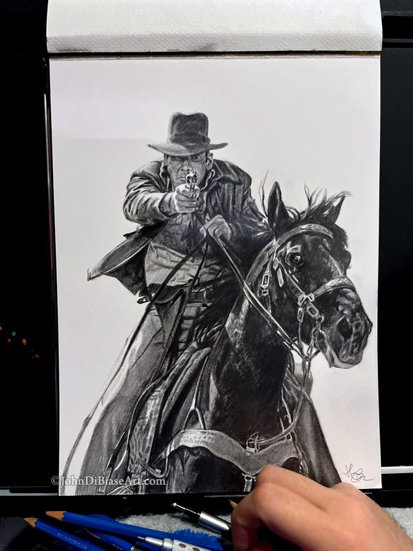 Harrison Ford as Indiana Jones Original Graphite Pencil Drawing (NOT a print) 9x12