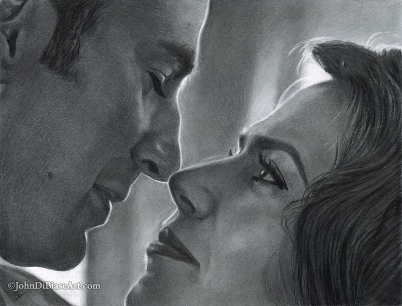 Steve Rogers/Captain America and Peggy Carter in Avengers Endgame (Chris Evans, Hayley Atwell) Pencil Drawing Print