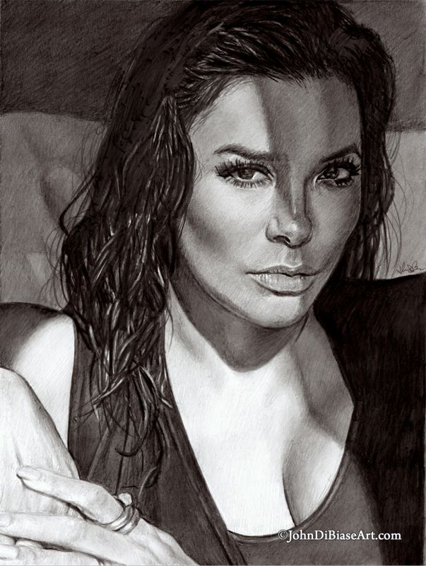 Eva Longoria Original Graphite Drawing (NOT a print) 9 x 12