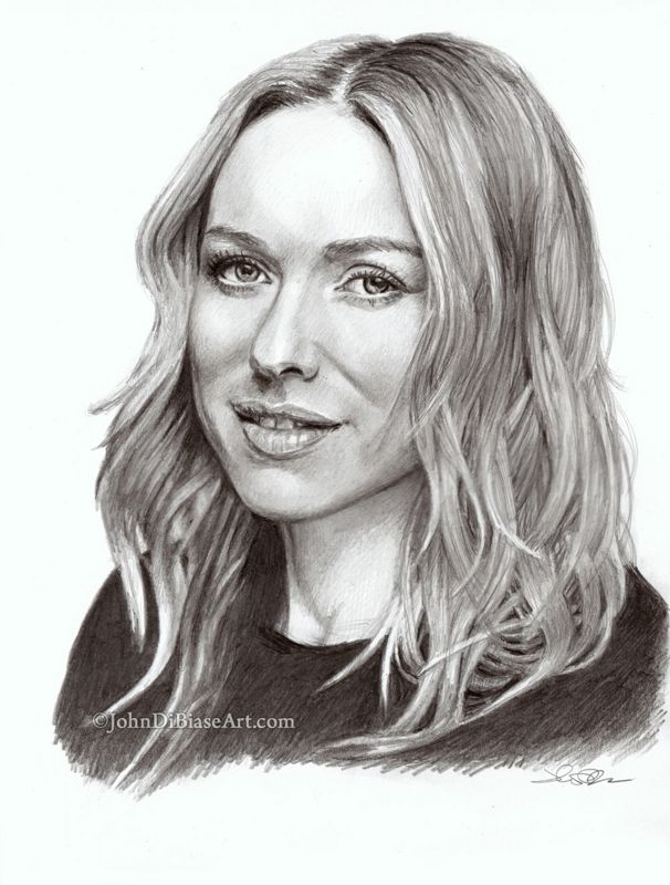 Naomi Watts Original Graphite Drawing (NOT a print) 9 x 12