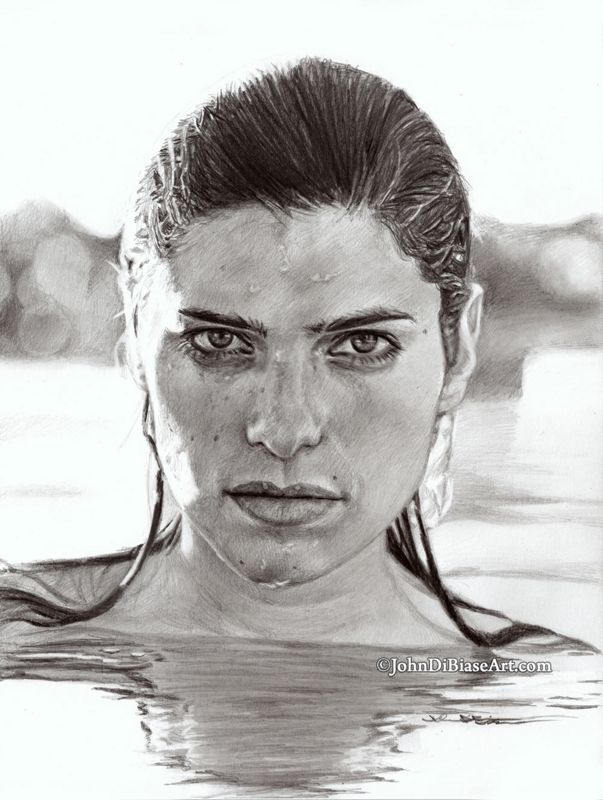 Lake Bell Original Graphite Drawing (NOT a print) 9 x 12