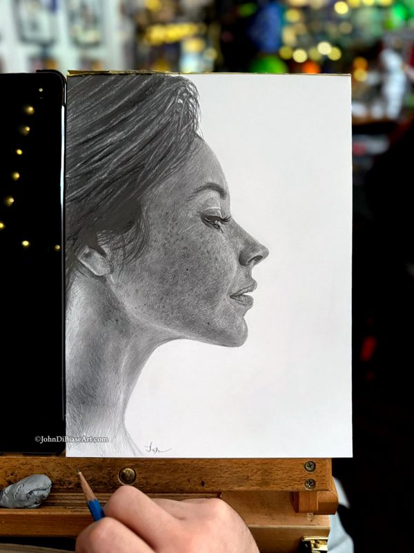 Evangeline Lilly (Side Profile) Original Graphite Drawing (NOT a print) 9x12