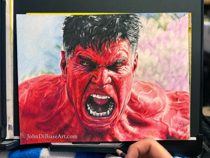 Red Hulk Captain America Brave New World ORIGINAL Pencil Drawing (Harrison Ford) 12 x 9