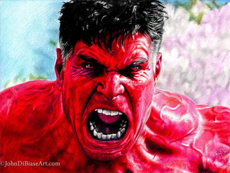 Red Hulk Captain America Brave New World  (Harrison Ford) Colored Pencil Drawing Print  11 x 8.5