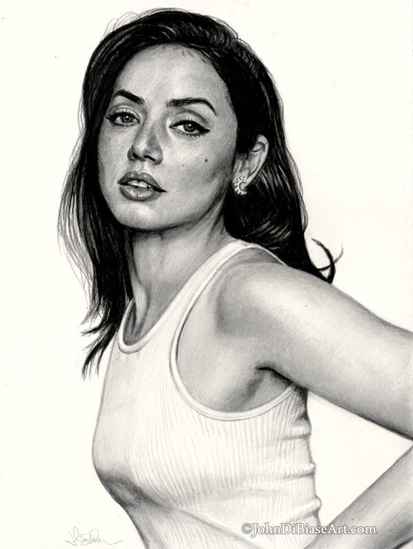 Ana De Armas "Tank Top" Graphite Pencil Drawing Print 8.5 x 11