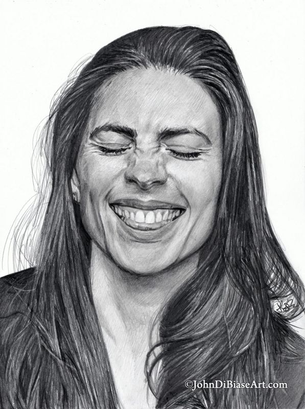 Hayley Atwell ORIGINAL "Nose Scrunch" Pencil Drawing 9 x 12