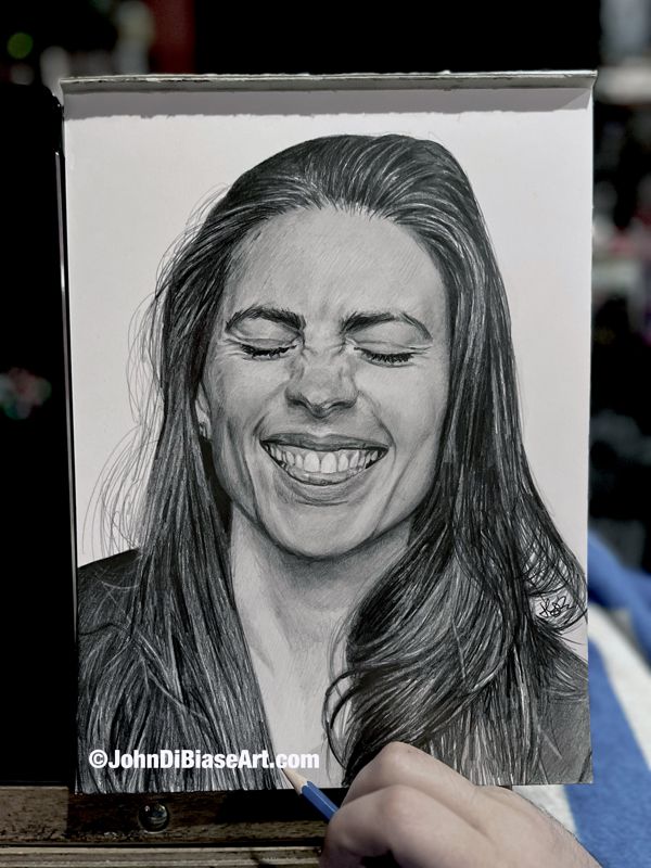 Hayley Atwell ORIGINAL "Nose Scrunch" Pencil Drawing 9 x 12