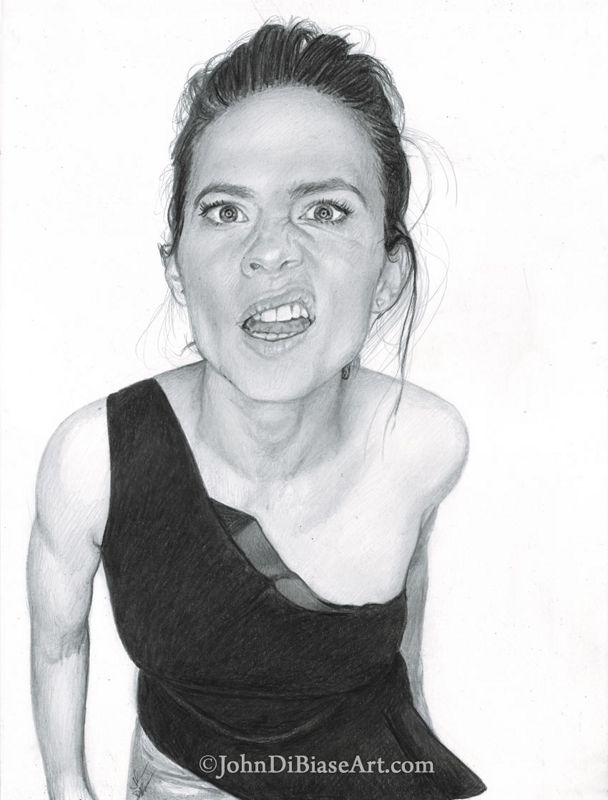 Hayley Atwell ORIGINAL "Silly Face" Pencil Drawing 9 x 12