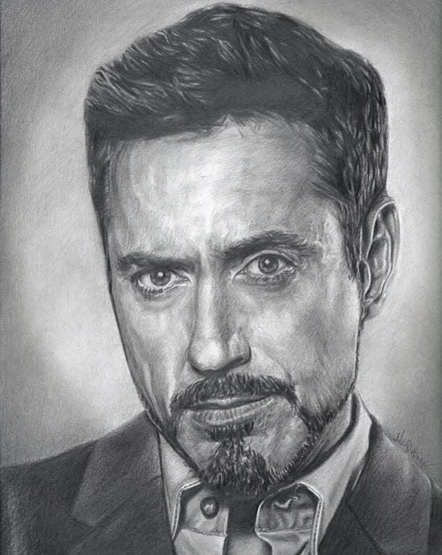 Drawing Print of Robert Downey Jr. as Tony Stark in Iron Man 3