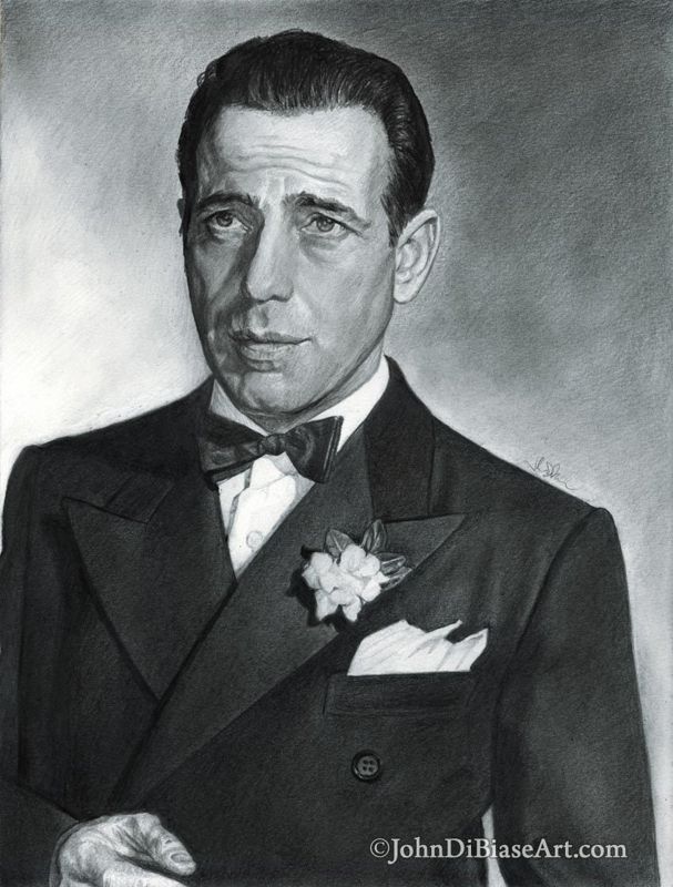 Humphrey Bogart Pencil Drawing Print 8.5 x 11