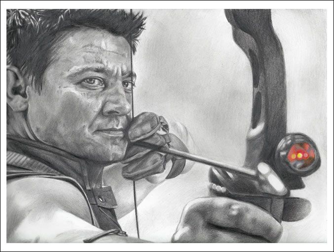 Hawkeye Clint Barton (Jeremy Renner) from Avengers Original Drawing (NOT a print) 12" x 9"