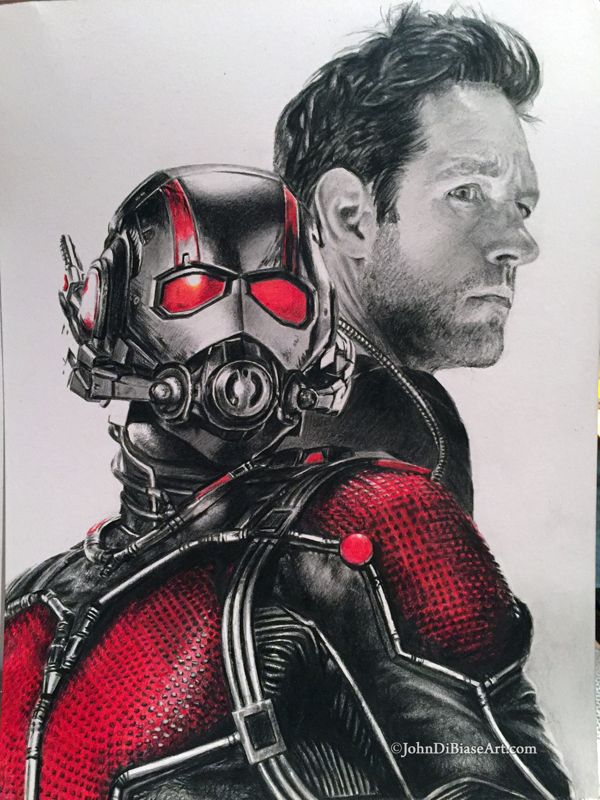 Paul Rudd as Scott Lang / Ant-Man Graphite and Colored Pencil Drawing (NOT a print) 9" x 12"