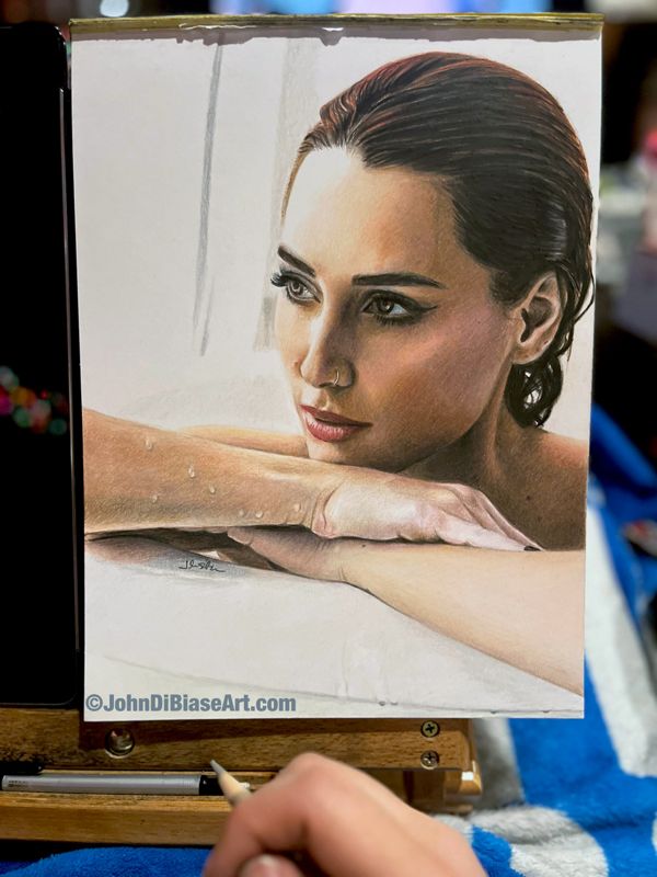 Nicole Vincenti / Sadie Gray  Italian Model Colored Pencil Drawing (NOT a print) 9" x 12"