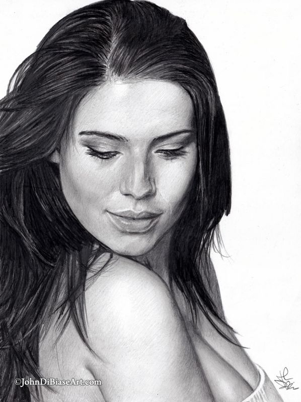 Simone De Kock Original Pencil Drawing "Looking Down" (NOT a print) 9" x 12"