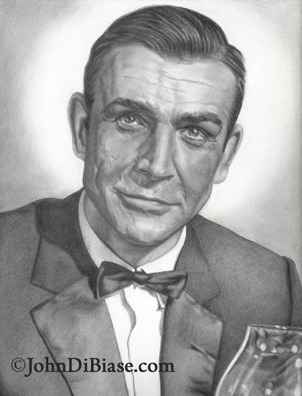 Sean Connery as James Bond 007 Drawing Print