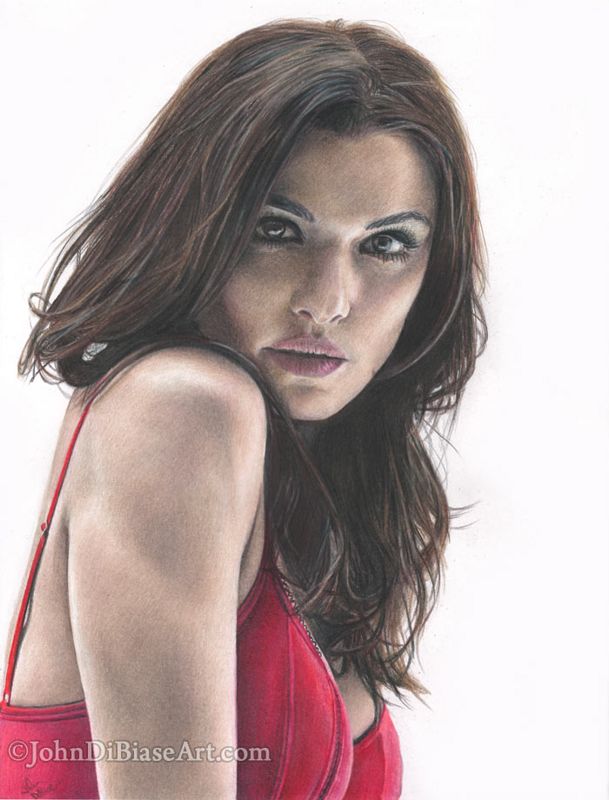 Rachel Weisz Realistic Original Colored Pencil Drawing (NOT a print) 9" x 12"