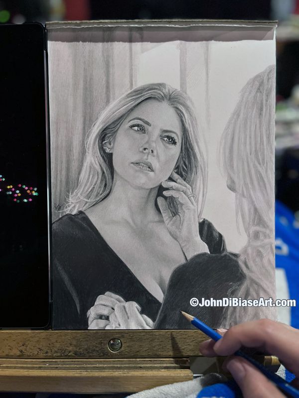 Katheryn Winnick "Mirror" Original Realistic Graphite Drawing  (NOT a print) 9"x12"