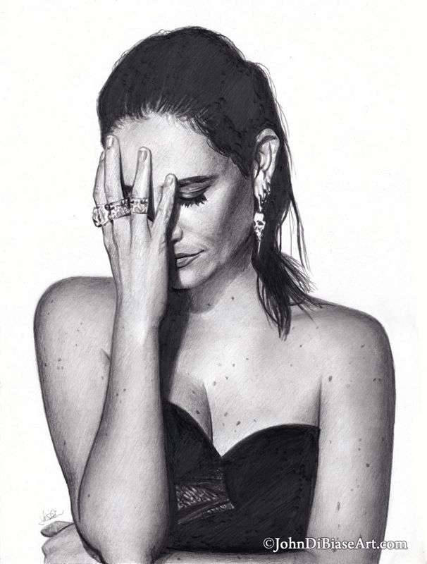 Eva Green "Facepalm" Original Graphite Drawing (NOT a print) 9" x 12"