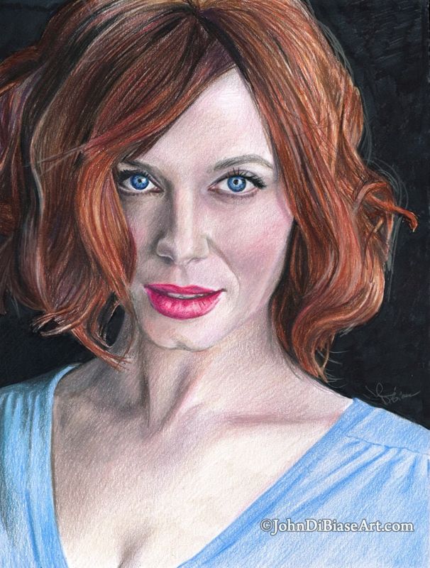 Christina Hendricks Colored Pencil Drawing Print 8.5 x 11