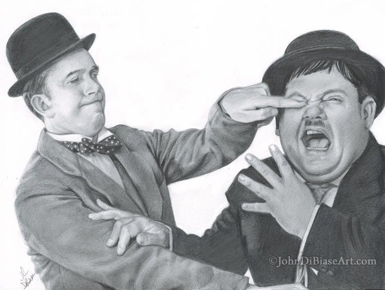 Drawing Print of Laurel and Hardy