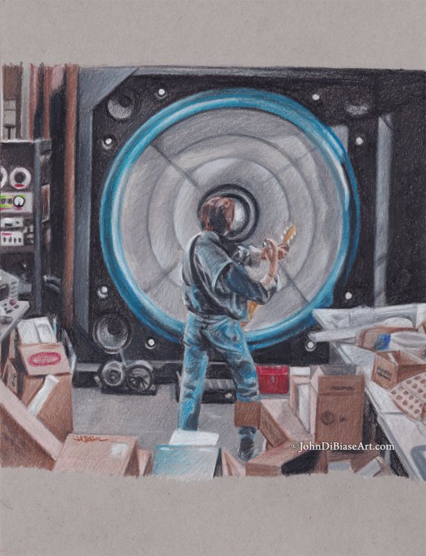 Michael J. Fox as Marty McFly in Back To The Future "Giant Speaker" Drawing Print 8.5 x 11