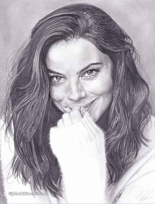Michelle Monaghan Original Realistic Graphite Drawing  (NOT a print) 9"x12"