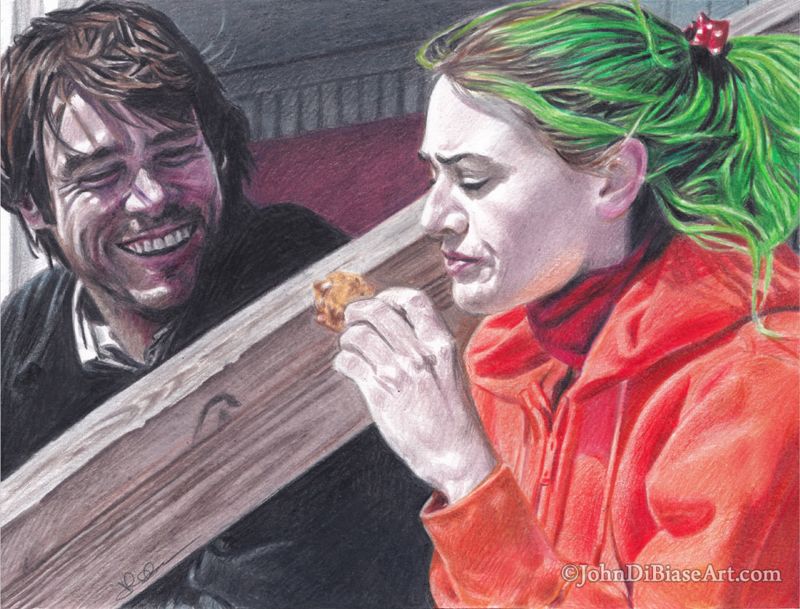 Joel and Clementine in "Eternal Sunshine of the Spotless Mind" (Jim Carrey / Kate Winslet) Colored Pencil Drawing Print 11 x 8.5