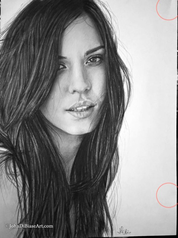 Odette Annable (Odette Yustman) Realistic Graphite Drawing  (NOT a print) 9"x12" -- PLEASE READ