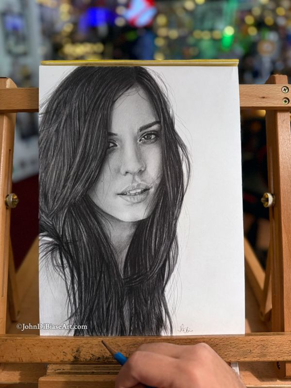 Odette Annable (Odette Yustman) Realistic Graphite Drawing  (NOT a print) 9"x12" -- PLEASE READ