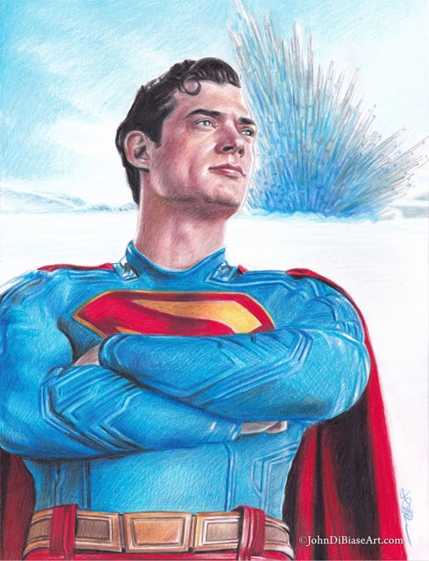 Superman 2025 (David Corenswet) Colored Pencil Drawing Print  8.5 x 11