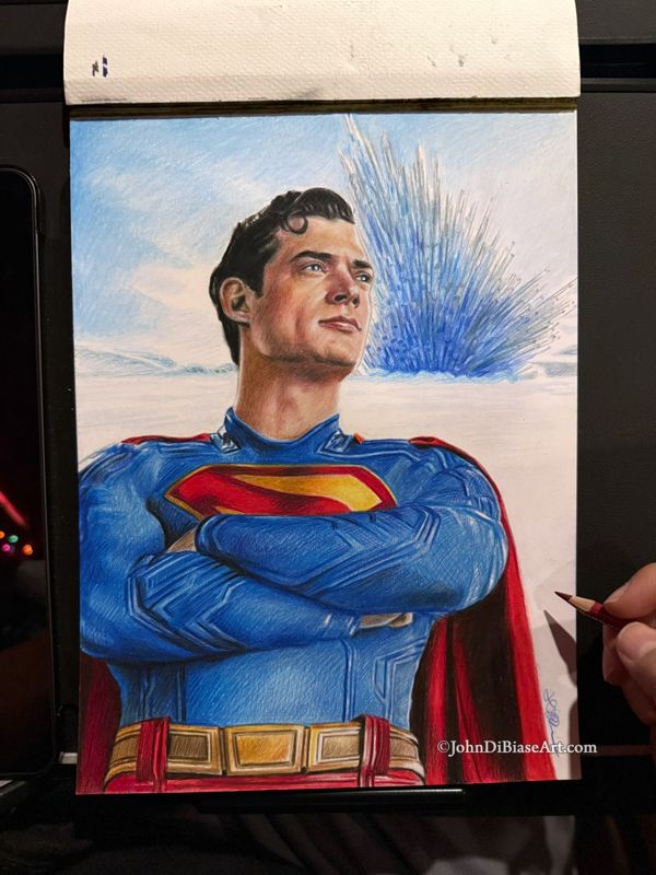 Superman 2025 (David Corenswet) Realistic Original Colored Pencil Drawing (NOT a print) 9" x 12"