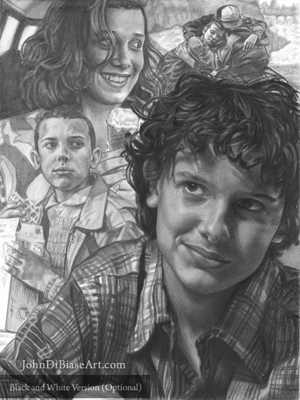 Eleven (Millie Bobby Brown) Stranger Things Colored Pencil Drawing Print 8.5 x 11