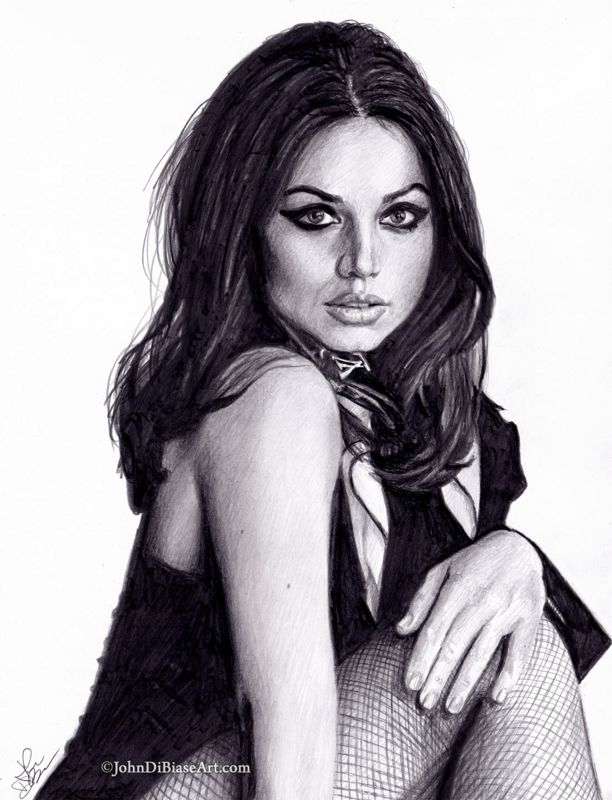 Ana De Armas "Vintage" Original Graphite Pencil Drawing (NOT a print) 9 x 12
