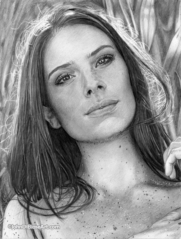 Simone De Kock Original Realistic Graphite Pencil Drawing "Beach Portrait" (NOT a print) 9" x 12"
