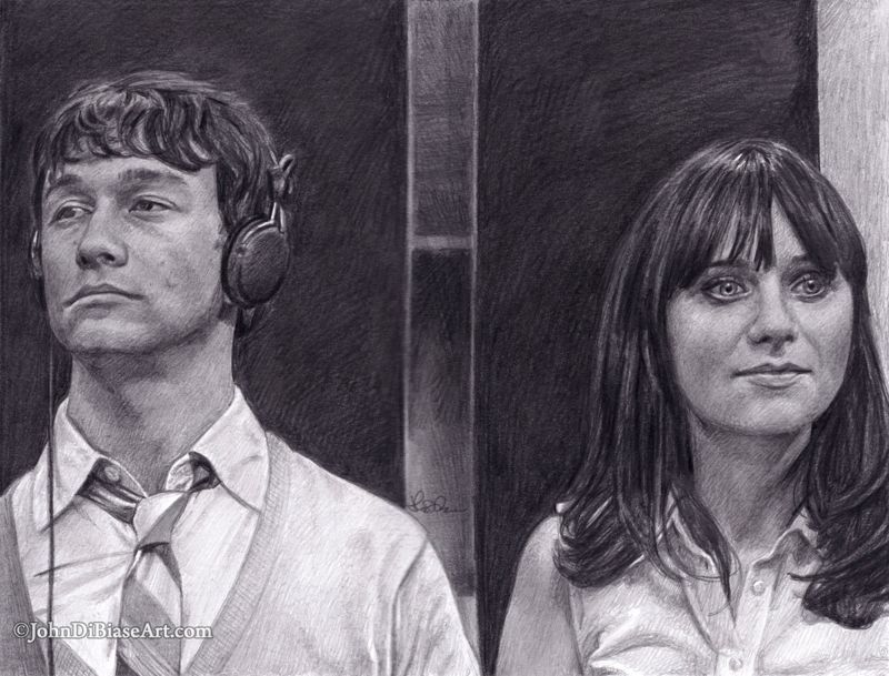 500 Days of Summer Tom and Summer Graphite Drawing Print 11 x 8.5 (Joseph Gordon-Levitt, Zooey Deschanel)