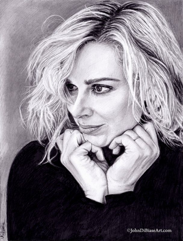 Cara Buono (from "Stranger Things") Original Graphite Drawing (NOT A PRINT) 9" x 12"