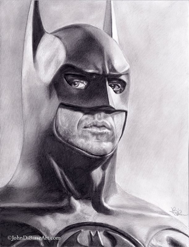 Batman / Bruce Wayne (Michael Keaton) Graphite Pencil Drawing Print 8.5 x 11