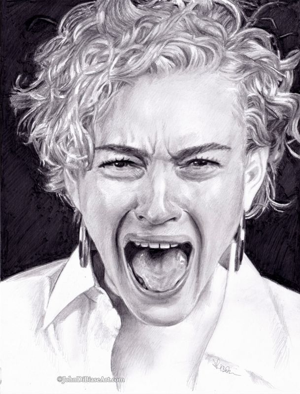 Julia Garner "Screaming" Original Graphite Drawing (NOT A PRINT) 9"x12"