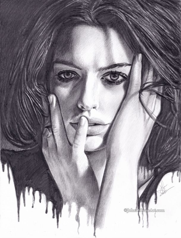 Anne Hathaway "Melting" Drawing Print