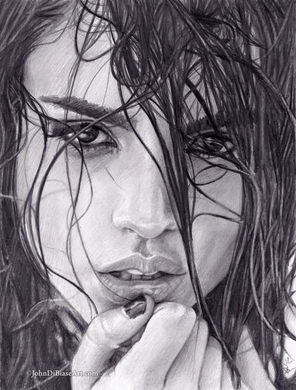 Eiza Gonzalez (Close-Up) Original Freehand Graphite Pencil Drawing 9 x 12