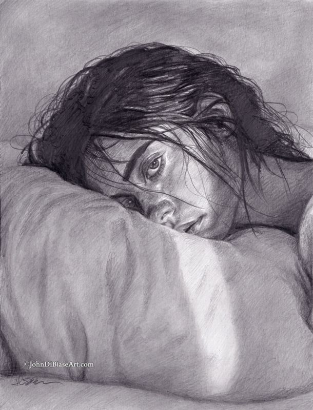 Grief "Silence" Pencil Portrait Drawing Print 8.5 x 11