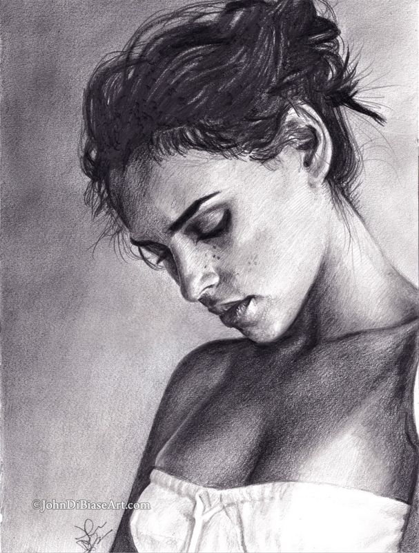 Adria Arjona "Quiet" Original Graphite Portrait Drawing  (NOT a print) 9x12