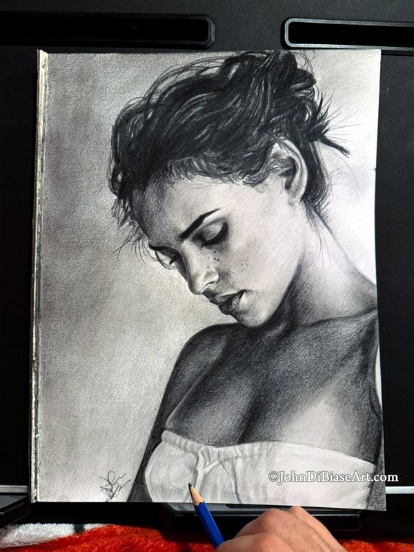 Adria Arjona "Quiet" Original Graphite Portrait Drawing  (NOT a print) 9x12