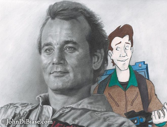 BUNDLE: 4-Print Pack of the 4 Ghostbusters with their Real Ghostbusters Characters Drawing Print 11 x 8.5 (each)
