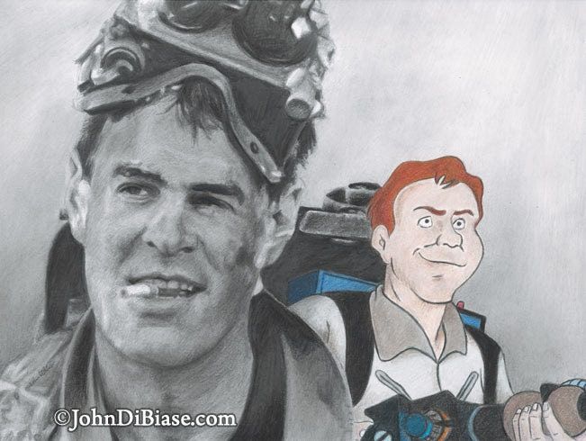 BUNDLE: 4-Print Pack of the 4 Ghostbusters with their Real Ghostbusters Characters Drawing Print 11 x 8.5 (each)