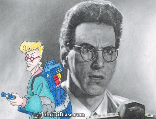 BUNDLE: 4-Print Pack of the 4 Ghostbusters with their Real Ghostbusters Characters Drawing Print 11 x 8.5 (each)