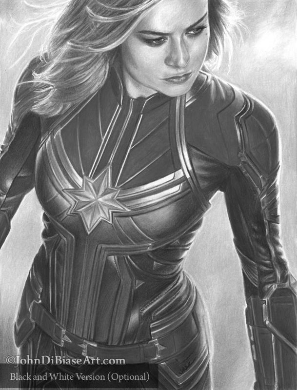 Captain Marvel (Brie Larson) Colored Pencil Drawing Print 8.5 x 11