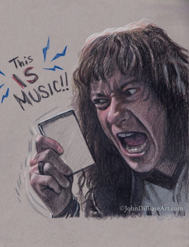 "This is Music" Eddie from Stranger Things Colored Pencil Drawing Print 8.5 x 11